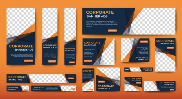 Conjunto Banners Web Corporativos Tamaño Estándar Con Lugar Para Fotos — Vector de stock