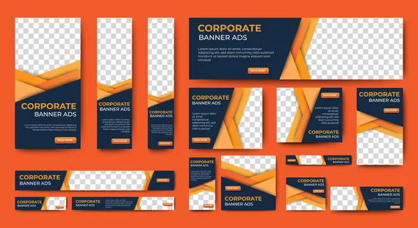 Set Corporate Web Banners Standard Size Place Photos Vertical Horizontal — Stock Vector