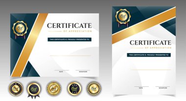 Siyah ve Altın sertifikaları şablon tasarımı. vektör