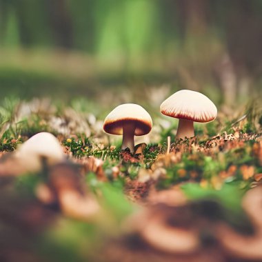 Ormandaki mantarların yakın plan görüntüsü