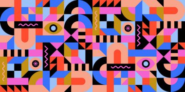 Modern contemporary abstract colorful geometric background, vector illustration. Scandinavian Swiss Bauhaus design style. Suitable for flyer booklet cover.