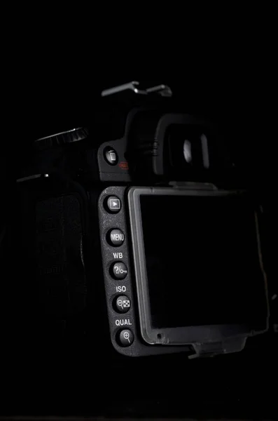 Macro Imagem Traseira Botões Controle Câmera Digital Preto Vertical — Fotografia de Stock