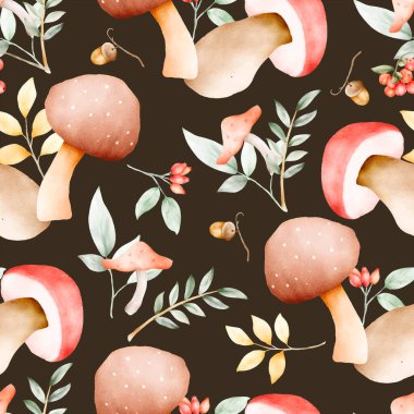 Suluboya el botanik elma ve çiçeksiz desen çizdi