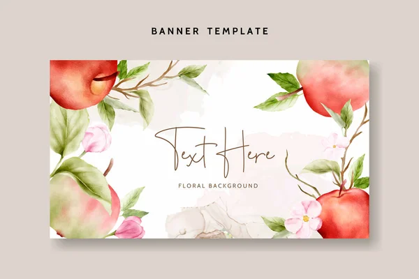 Krásný Akvarel Botanické Jablko Růžové Květinové Pozadí — Stockový vektor