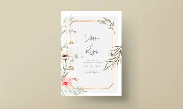 Elegante Handzeichnung Hochzeitseinladung Aquarell Florales Design — Stockvektor