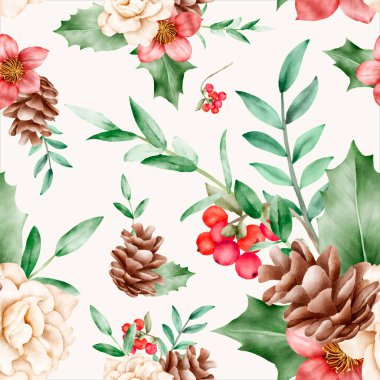 güzel suluboya çiçek desenli çiçek ve süslemeli Noel süsleri