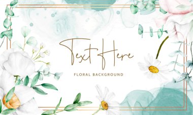 suluboya beyaz çiçek arkaplan şablonu