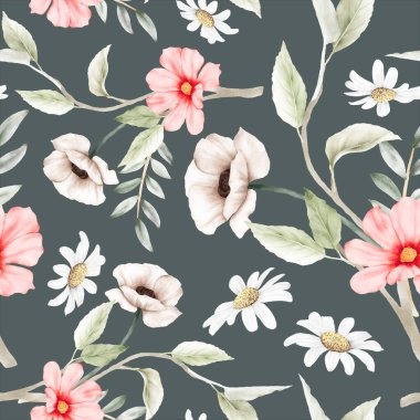 Zarif küçük çiçekli suluboya desensiz desen tasarımı