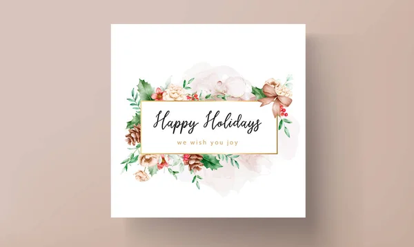Elegante Weihnachts Und Neujahrskarte Florales Aquarell — Stockvektor