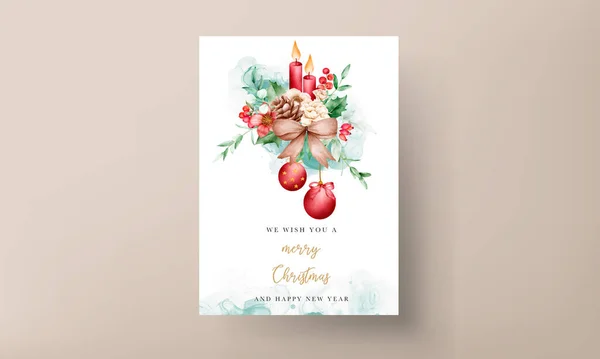 Elegante Weihnachts Und Neujahrskarte Florales Aquarell — Stockvektor