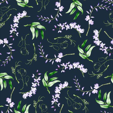 Mor çiçekli zarif çiçek deseni.