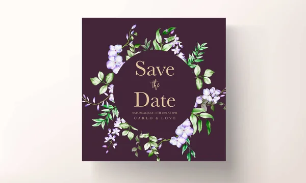 Modèle Invitation Mariage Vintage Avec Fleur Lilas — Image vectorielle
