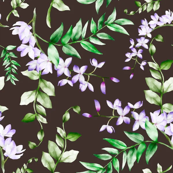 Elegante Patrón Floral Sin Costura Con Flor Púrpura — Archivo Imágenes Vectoriales