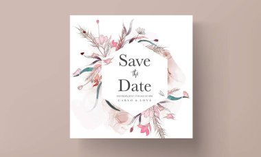 El çizimi suluboya, çizgiler, çiçekler, düğün davetiyeleri.