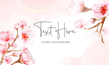 beautiful cherry blossom watercolor floral background