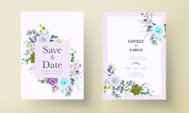 elegant floral wedding invitation card with watercolor
