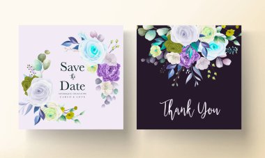 beautiful hand drawn roses floral wedding invitation card set