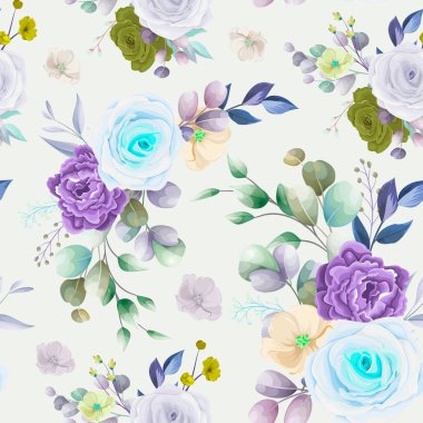 beautiful hand drawn roses floral seamless pattern