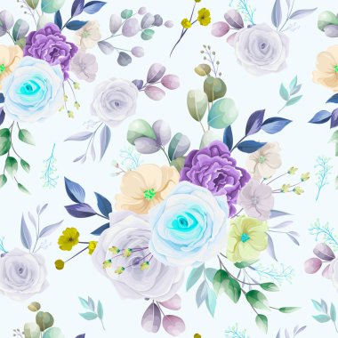 beautiful hand drawn roses floral seamless pattern