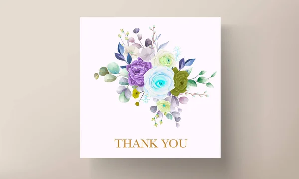 Beautiful Wedding Invitation Card Hand Drawn Floral Aquamarine Color — Archivo Imágenes Vectoriales