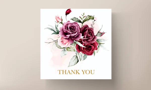 Beautiful Roses Wedding Invitation Card Set — Stock Vector