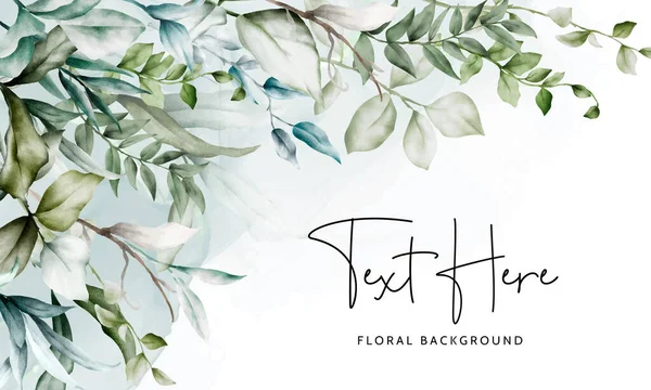 Luxury Watercolor Leaves Frame Floral Background — Vector de stock