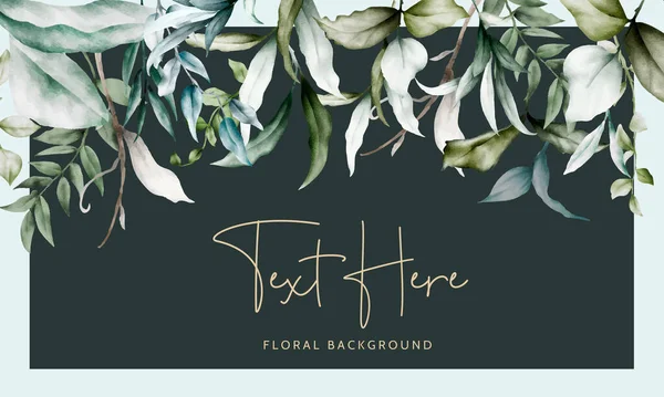 Luxury Watercolor Leaves Frame Floral Background — Vector de stock