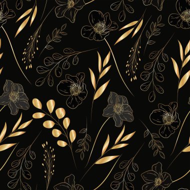 elegant minimalist luxury gold floral seamless pattern