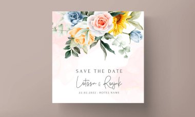 vintage watercolor spring flower wedding invitation card set