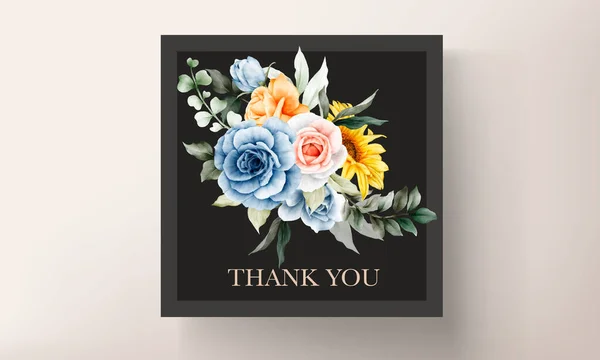 Vintage Watercolor Spring Flower Wedding Invitation Card Set — Vector de stock