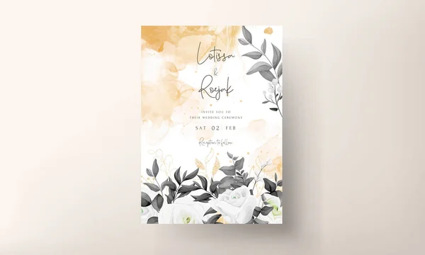 Einfache Und Elegante Schwarz Weiße Hochzeitseinladungskarte — Stockvektor