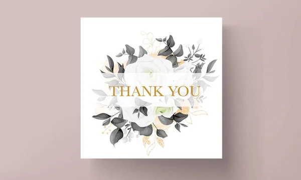 Simple Élégante Carte Invitation Mariage Floral Noir Blanc — Image vectorielle