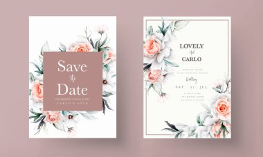 suluboya çiçekli güzel düğün davetiyesi