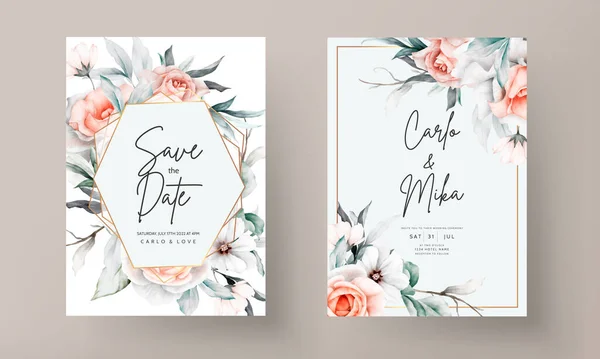 Элегантное Свадебное Приглашение Красивой Цветочной Композиции — стоковый вектор