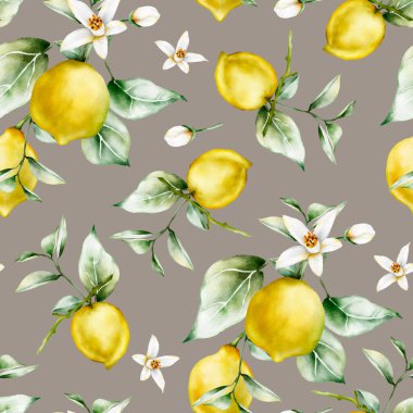 Meyve ve çiçeklerle suluboya güzel, pürüzsüz desen