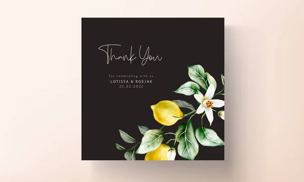 Zestaw Kartek Ślubnych Cytryną Kwiatami — Wektor stockowy