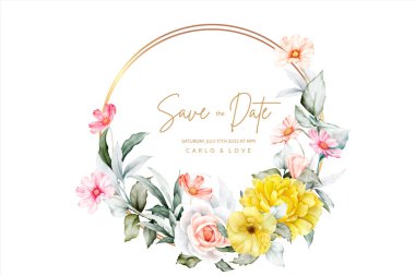 güzel suluboya çiçek çerçevesi şablonu