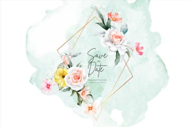 güzel suluboya çiçek çerçevesi şablonu