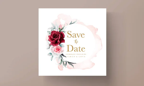 Modèle Carte Invitation Mariage Avec Belles Fleurs Feuilles Couleur Rose — Image vectorielle