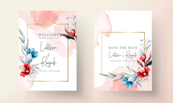 Wedding Invitation Peonies Floral Frame Watercolor — Stock Vector