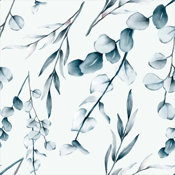 Eleganta Blad Måla Akvarell Blommig Sömlös Mönster — Stock vektor