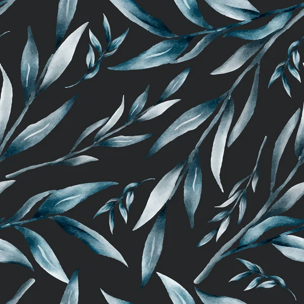Feuilles Élégantes Peinture Aquarelle Motif Floral Sans Couture — Image vectorielle