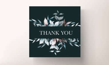 Zarif mavi okaliptüs ve düğün davetiyesi şablonu bırakır