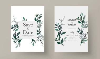 Yapraklı ve çiçekli davetiye suluboya