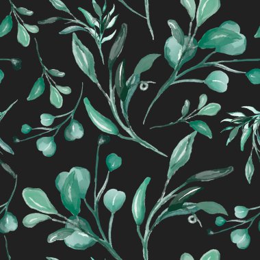 El çizimi suluboya yapraklar çiçeksiz desen