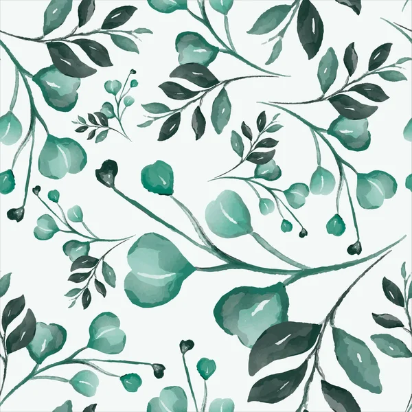 Handgezeichnete Aquarellblätter Florales Nahtloses Muster — Stockvektor