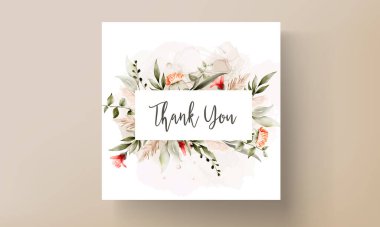 Güzel bir çiçek ve suluboya düğün davetiyesi bırakıyor.