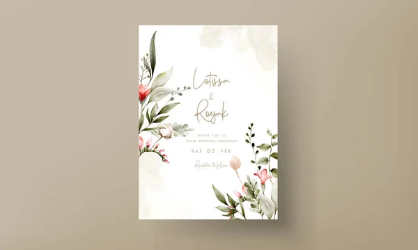 Bohemian Floral Aquarell Hochzeitseinladungskarte Vorlage — Stockvektor