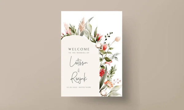 stock vector Bohemian floral watercolor wedding invitation card template