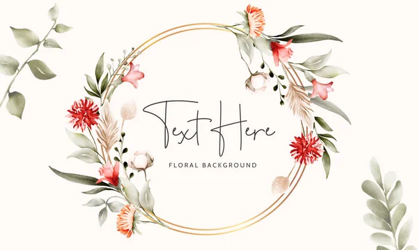 Fundo Floral Vintage Com Flor Boêmia Folhas —  Vetores de Stock